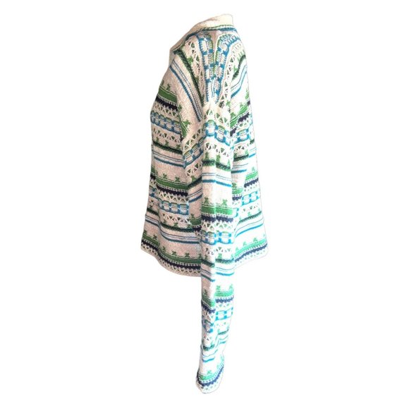 Vintage TM Sport by That's Me! Zip up Blue Green Beige Knit Cardigan Size Small - Picture 7 of 9